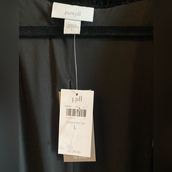 Pure J.Jill Black & Purple Bohemian Crush Velvet Tie Dye Kimono Style Duster L - Picture 6 of 9